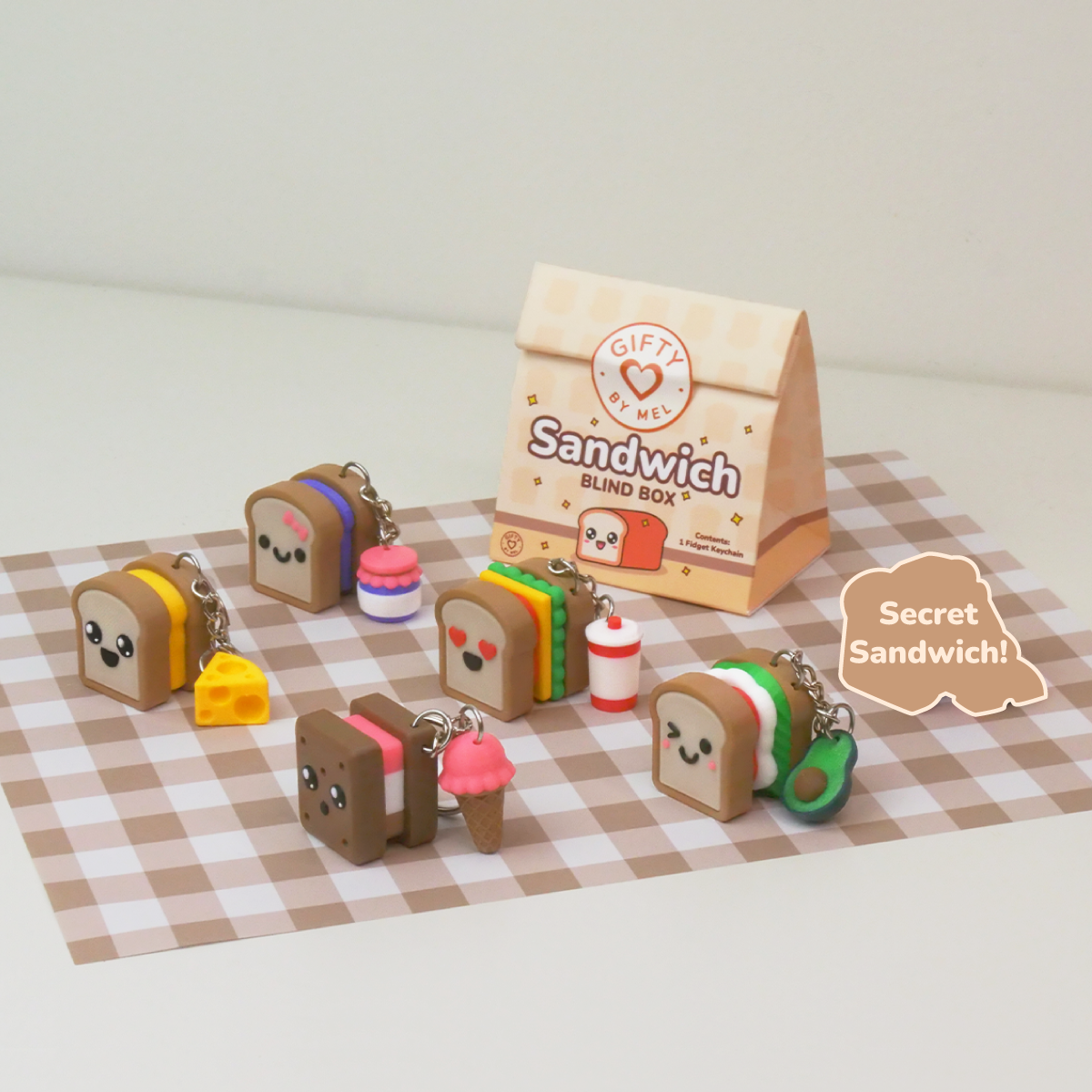 Sandwich Fidget Clicker Keychain Blind Box